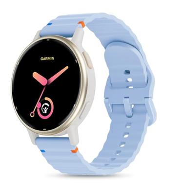 Imagem de Pulseiras de silicone compatíveis com Garmin Vivoactive 4/Venu 3/Venu 2 mulheres e homens, pulseira de borracha ondulada macia para Forerunner 265/255 Music de liberação rápida com linha de tecido