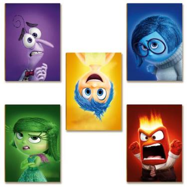 Imagem de Kit 05 Placas MDF Personagens Emoções Parede Colorido PF7 - MIMO SHOW