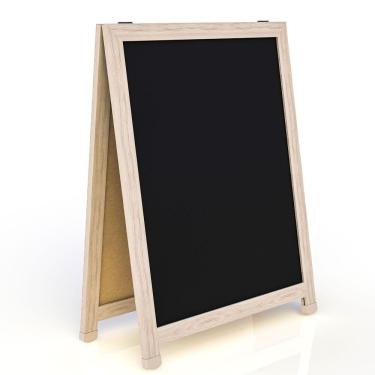Imagem de Placa Quadro Lousa Cavalete de Calçada Soft 80x60 cm Duplo em Madeira MDF para Propaganda Visual
