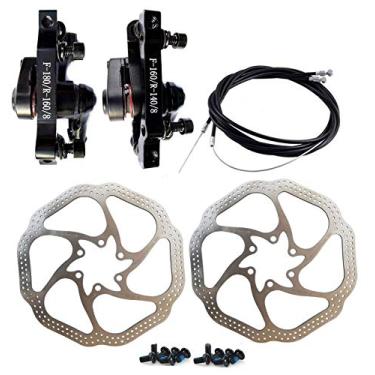 Imagem de WIROJ BlueSunshine HS1 Kit de freio a disco para bicicleta - Bicicleta de montanha mecânica dianteira e traseira 160 mm rotor de pinça BB5 BB7 Whit parafusos e cabo (BB8)