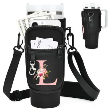 Imagem de Sernaxi Suporte Para Garrafa De Água Inicial Com Alça Para Copo Stanley De 40 Oz/Copo Simples E Moderno De 40 Oz, Bolsa Para Transporte De Garrafa De Água Com Alça, Bolso Para Telefone Az Personaliz