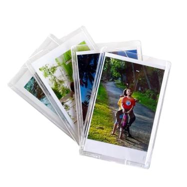 Imagem de LAGIPA Minimoldura magnética Instax para geladeira, moldura Polaroid, ímãs para geladeira, moldura Polaroid para fotos, porta-retrato tamanho carteira, pacote com 4