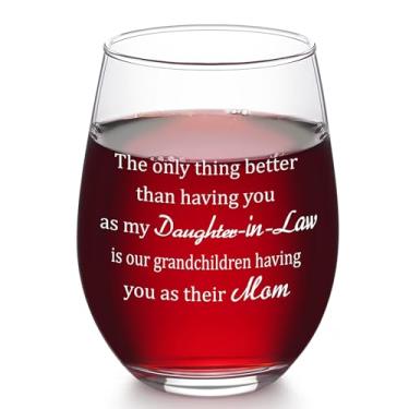 Imagem de Futtumy Presentes engraçados para a nora, taça de vinho sem haste da nora, presentes de aniversário e Natal, Dia das Mães, 500 ml