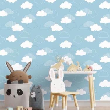 Imagem de Papel De Parede Adesivo Nuvens Céu Azul Quarto Infantil 2.5m - DELIQUA