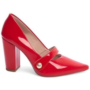 Imagem de Sapato Scarpin Salto Alto Grosso Bico Fino Tira Feminino 9cm EMILY ONL