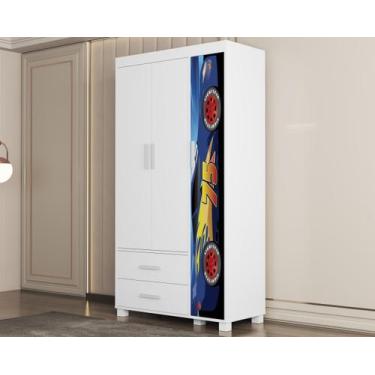 Imagem de Guarda Roupa Roupeiro Solteiro 3 Portas 2 Gaveta Nitro Blue Adesivado 