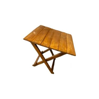 Imagem de Mesa de centro de madeira com ripas Pintada colorida Mesa de centro dobrável para acampamento na praia (Natural)