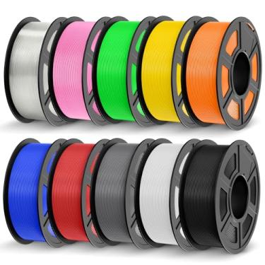 Imagem de JAYO Pacote de filamento PETG 1,75 mm 11 kg, filamento de impressora 3D PETG de forte resistência, serve para a maioria das impressoras 3D FDM (preto, branco, cinza, azul, vermelho, verde, laranja