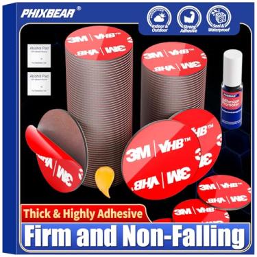 Imagem de PHIXBEAR 48 Peças De Fita Dupla Face Redonda Para Serviço Pesado, Feita De 3M Vhb, Fita De Espuma De Montagem Extrema, Fita Adesiva Forte, À Prova D'Água, Resistente Ao Calor, Almofadas De Soquete