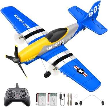 Imagem de HAWK'S WORK Avião RC P-51D Mustang de 3 Canais, Avião de Controle Remoto Pronto para Voar, Estabilizador Gyro de 6 Eixos de 2.4 GHz, Fácil de Pilotar para Crianças e Iniciantes