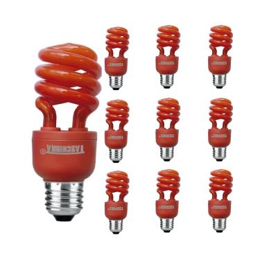 Imagem de Kit 10 Lâmpadas Eletrônica Taschibra Espiral 26W E27 Colorida 110V Vermelha