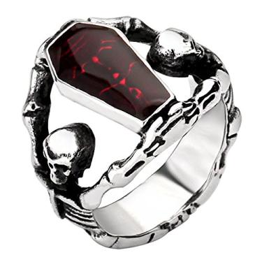 Imagem de ZMY Home Anel de aço inoxidável genuíno para homens, moda punk motociclista caveira anéis, Metal