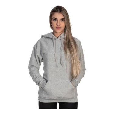 Imagem de Moletom Liso Feminino Blusa De Frio Canguru Lançamento - Hs, Cinza, G