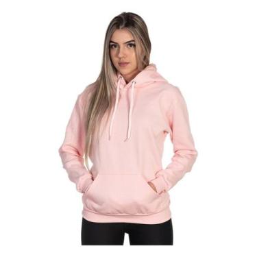 Imagem de Moletom Liso Feminino Blusa De Frio Canguru Lançamento - Hs, Rosa, GG