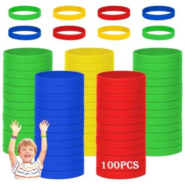 Imagem de THXIY Pulseiras de borracha de silicone, 120 peças, pulseiras para crianças, jovens, adolescentes e meninos, pulseiras infantis para eventos, pulseiras de 15 cm a granel para crianças de 3 a 7 anos,
