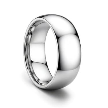 Imagem de ORAZIO Aliança de casamento masculina de aço inoxidável para homens e mulheres 6 mm 8 mm prata ouro preto simples abobadado anel de casamento anel alto polimento conforto ajuste tamanho 6-14, Sem