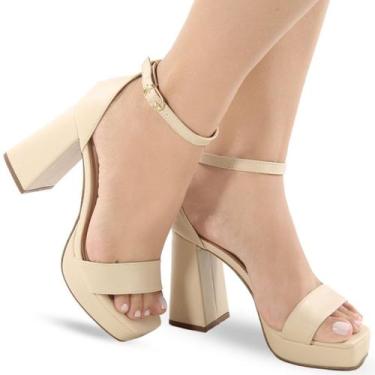 Imagem de Sandália Meia Pata Salto Grosso Confortável 10cm Feminina P106 - Modar