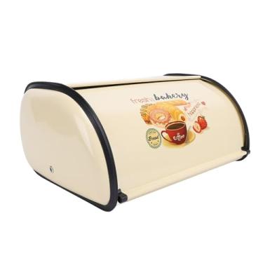 Imagem de Lixeira de Pão de Metal, Suporte de Caixa de Pão de Grande Capacidade Em Forma de Tambor de Champanhe, Recipiente de Armazenamento de Pão Requintado para Bancada de Cozinha,