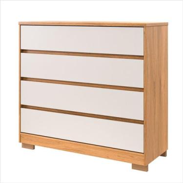 Imagem de Cômoda 4 Gavetas 100% MDF Miray Freijó com Off White - Robel