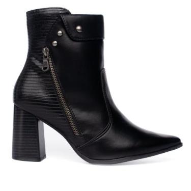Imagem de Bota Feminina Ramarim Napa Cano Curto Bico Fino Preto, Preto, 38