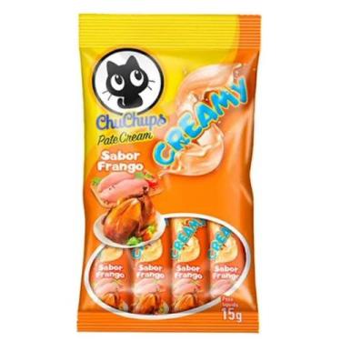 Imagem de  Petiscos Gatos Chuchups Patê Frango Snack Cremoso 15gr 4 Sachês - CHU