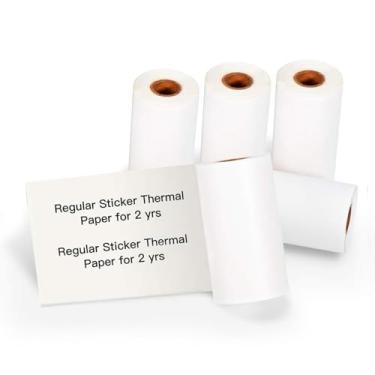 Imagem de Papel térmico autoadesivo branco (50 mm x 3,5 m, 5 rolos) Compatível com impressoras Phomemo M02/T02/P2S/M03/M04S e Vretti TP2/TP6. Papel adesivo brilhante para impressão, adequado para notas, listas