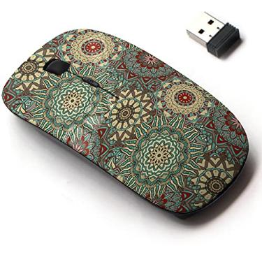 Imagem de Mouse sem fio de 2,4 G com design de padrão fofo para todos os laptops e desktops com nano receptor - Mandala vintage decorativo