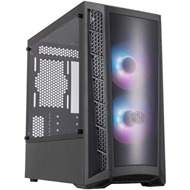 Imagem de Cooler Master MasterBox MB320L ARGB Micro-ATX com dois ventiladores ARGB, painel frontal DarkMirror, aberturas de entrada frontais de malha, painel lateral de vidro temperado e sistema de iluminação