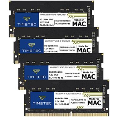 Imagem de Timetec Kit de 32 GB (4 x 8 GB) compatível com Apple DDR4 2666MHz para iMac de meados de 2020 (20,1/20,2) / iMac de meados de 2019 (19,1) 27 polegadas com tela Retina 5K PC4-21333 / PC4-21300 CL19