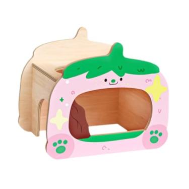 Imagem de Bothyi Hamster ponte rato escada de madeira hidding cabana escalada escalada barbada dragão ponte de réptil esconder para ratos mouse cobaias porquinhos, Casa de Morango