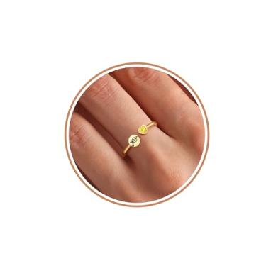 Imagem de Presentes de formatura, presentes de formatura do ensino médio para sua classe de 2025, anéis de pedra de nascimento de ouro para mulheres, não manchados, mestrado, doutorado, ensino médio, presente