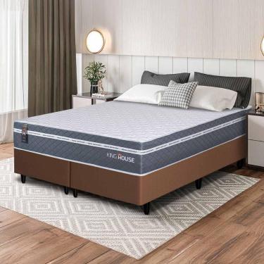 Imagem de Conjunto Box Marrom Cairo Cinza Molas Ensacadas Queen 158x198x64 - King House