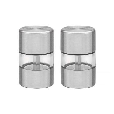 Imagem de Conjunto De Moedores Para Sal E Pimenta Realce Em Aço Inox E Acrílico Com Moinho Em Cerâm
