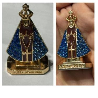 Imagem de Kit 2 Nossa Senhora Aparecida Manto Cravejado Azul Marrom - Pra vc