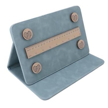 Imagem de Titular do Padrão de crochê de tricô, Guardião do Gráfico para tricô No Gráfico de Ponto Cruzado, Placa Magnética Dobrável Com Régua para Artes de Agulha e Uso Doméstico (BLUE)