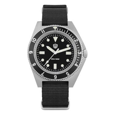 Imagem de watchdives Relógio de quartzo VH31, WD1972 Relógio de pulso de luxo com cristal de safira, à prova d'água, 200 m, à prova d'água, Preto / com logotipo novo, Relógios de mergulho militares