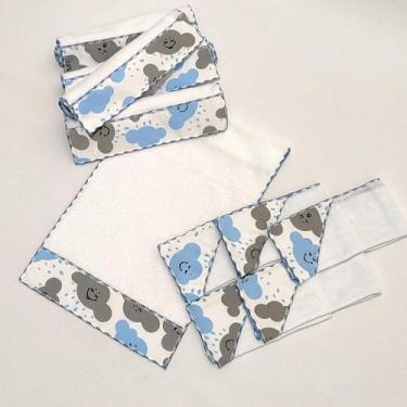 Imagem de Kit com 5 Fraldinha de Boca Dupla Camada + 5 Toalhinha de Ombro Bebê 1