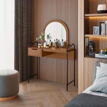 Imagem de Penteadeira Oasis Art Panta em Aço e MDF c/ Gaveta e Espelho - Lion Lo