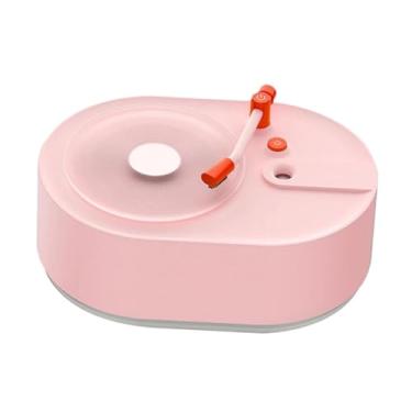 Imagem de Ioensy Umidificador de ar em formato de toca-discos, difusor de óleos essenciais, silencioso, multifuncional, USB, difusor de aromas para quarto de cabeceira, Rosa
