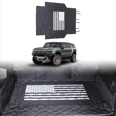 Imagem de Forro de carga compatível com Hummer EV Accessories 2024 2025 capa de carga antiderrapante durável tapete porta-malas acessórios capa de porta-malas protetor de carro para cachorro (bandeira dos EUA)