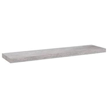 Imagem de vidaXL Prateleira de parede flutuante em cinza concreto - Prateleira decorativa moderna feita de MDF em favo de mel e moldura de metal - Tamanho 89,9 cm x 23,6 cm x 3,8 cm