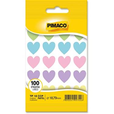 Imagem de Etiqueta Coração, Pimaco, Tp-18, Pastel Sortido, Cartela com 100