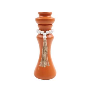Imagem de Castiçal em madeira A20cm terracota L Hermitage - Full Fit