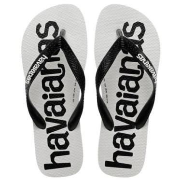 Imagem de Chinelo Havaianas Top Logomania 2 - Branco e Preto, 39/40