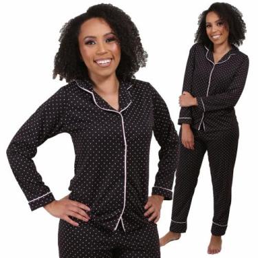 Imagem de Pijama Americano Feminino Com Botões Manga Longa E Calça - Pijamas Pri