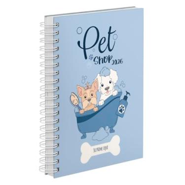 Imagem de Agenda Comercial 2026 Personalizada Capa Dura Pet Shop Banho Azul