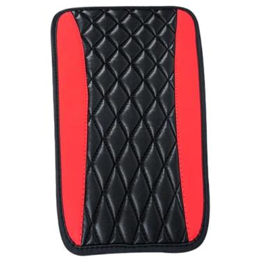 Imagem de Almofada para console central de carro 33 x 19 x 2,5 cm capa de apoio de braço de fibra de carbono com alça elástica, almofada confortável antiderrapante para carro SUV caminhão proteção interior