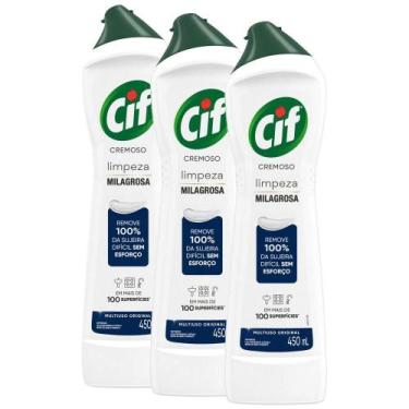 Imagem de Kit com 3 Cif Cremoso Limpeza Milagrosa 450ml