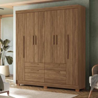 Imagem de Guarda-roupa 6 Portas 4 Gavetas Mdp Guarapuava Jatoba