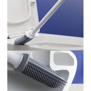 Imagem de Escova Sanitária De Silicone Para Limpar Privada Com Suporte Adesiva S